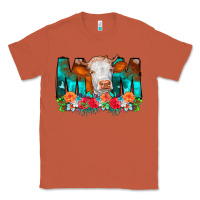 Copper Cow Mom Turquoise Tooled Leather Flowers Classic Tee - CowCowDesign