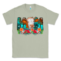 Matcha Cow Mom Turquoise Tooled Leather Flowers Classic Tee - CowCowDesign