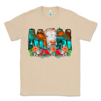 Mushroom Cow Mom Turquoise Tooled Leather Flowers Classic Tee - CowCowDesign