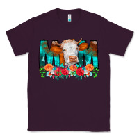 Plum Cow Mom Turquoise Tooled Leather Flowers Classic Tee - CowCowDesign
