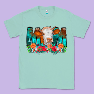 Cow Mom Turquoise Tooled Leather Flowers Classic Tee Designed By Cowcowdesign