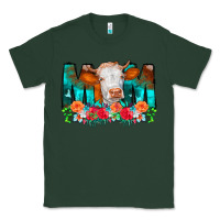 Sports Green Cow Mom Turquoise Tooled Leather Flowers Classic Tee - CowCowDesign