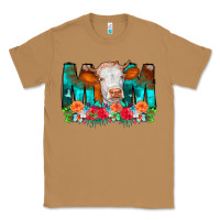 Toasted Coconut Cow Mom Turquoise Tooled Leather Flowers Classic Tee - CowCowDesign