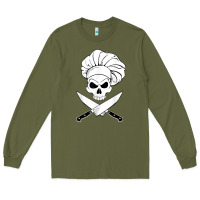 Army Green chef skull and crossbones knives halloween Long Sleeve Tee - linhVisuals