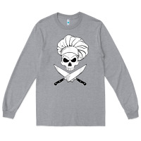 Heather Grey chef skull and crossbones knives halloween Long Sleeve Tee - linhVisuals