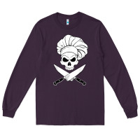 Plum chef skull and crossbones knives halloween Long Sleeve Tee - linhVisuals