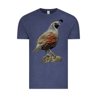 Vintage Denim California Quail Bird Vintage Tee - RanaPortraitStore