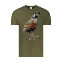 Vintage Olive California Quail Bird Vintage Tee - RanaPortraitStore