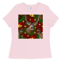 Christmas Deer And Bell Seamless Pattern Ladies Tee | Teevron