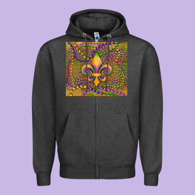 Mardi Gras Fleur De Lis Zipper Hoodie Designed By Ranaportraitstore