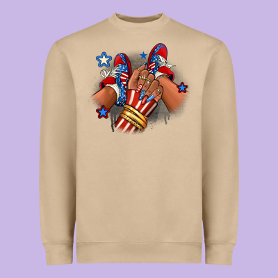 America Afro Girl Sneakers Heavyweight Sweatshirt Designed By Ranaportraitstore