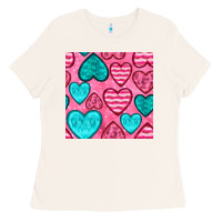 Bone valentines day hearts seamless pattern Ladies Tee - BundleAndBundleShop