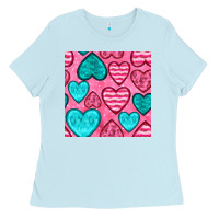 Baby Blue valentines day hearts seamless pattern Ladies Tee - BundleAndBundleShop