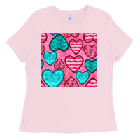 Bubblegum Pink valentines day hearts seamless pattern Ladies Tee - BundleAndBundleShop