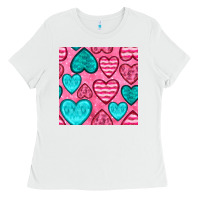 White valentines day hearts seamless pattern Ladies Tee - BundleAndBundleShop