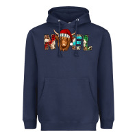 Navy noel long haired shaggy cow Heavyweight Hoodie - Jasminsmagicworld