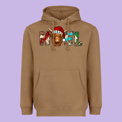 Noel Long Haired Shaggy Cow Heavyweight Hoodie Designed By Jasminsmagicworld
