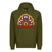 Army Green america sunflower rainbow Premium Hoodie - Artiststas