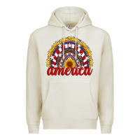 Oatmeal Heather america sunflower rainbow Premium Hoodie - Artiststas
