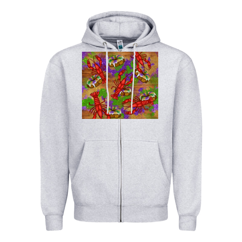 Mardi Gras Crawfish King Cake Zipper Hoodie by RanaPortraitStore | Teevron