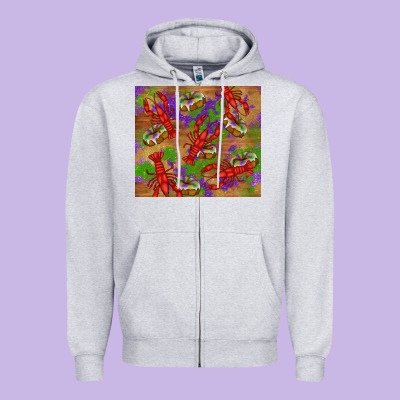 Mardi Gras Crawfish King Cake Zipper Hoodie Designed By Ranaportraitstore