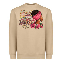 Mushroom Blessed is she who has believed afro woman Heavyweight Sweatshirt - RanaPortraitStore