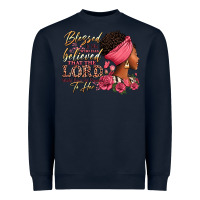 Navy Blessed is she who has believed afro woman Heavyweight Sweatshirt - RanaPortraitStore