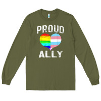 Army Green proud ally lgbt rainbow heart gay pride month Long Sleeve Tee - linhVisuals