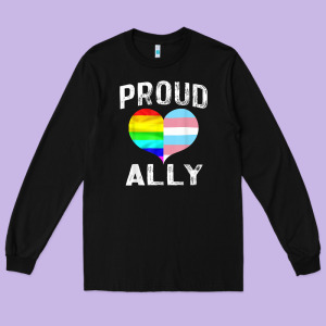 Proud Ally Lgbt Rainbow Heart Gay Pride Month Long Sleeve Tee Designed By Linhvisuals