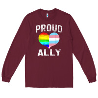 Burgundy proud ally lgbt rainbow heart gay pride month Long Sleeve Tee - linhVisuals