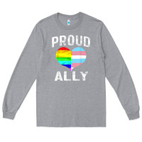Heather Grey proud ally lgbt rainbow heart gay pride month Long Sleeve Tee - linhVisuals