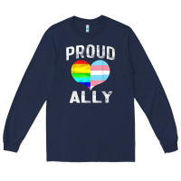 Navy proud ally lgbt rainbow heart gay pride month Long Sleeve Tee - linhVisuals