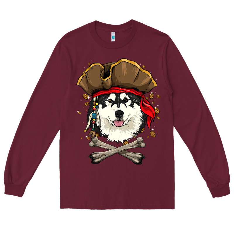 Alaskan Malamute Pirate Dog Halloween Long Sleeve Tee by linhVisuals | Teevron