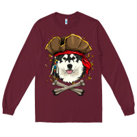 Burgundy alaskan malamute pirate dog halloween Long Sleeve Tee - linhVisuals