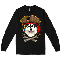 Black alaskan malamute pirate dog halloween Long Sleeve Tee - linhVisuals