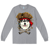 Heather Grey alaskan malamute pirate dog halloween Long Sleeve Tee - linhVisuals