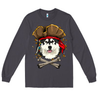 Smoke alaskan malamute pirate dog halloween Long Sleeve Tee - linhVisuals