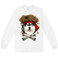 White alaskan malamute pirate dog halloween Long Sleeve Tee - linhVisuals