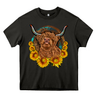 Asphalt cow sunflower leopard Heavy Core Tee - OliviaCreatesArt