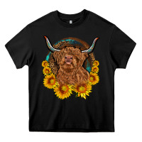 Black cow sunflower leopard Heavy Core Tee - OliviaCreatesArt