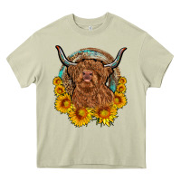 Mossy cow sunflower leopard Heavy Core Tee - OliviaCreatesArt