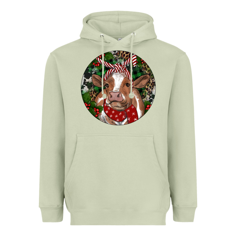 Brown Cow Christmas Heavyweight Hoodie by RanaPortraitStore | Teevron