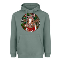 Sage Brown Cow Christmas Heavyweight Hoodie - RanaPortraitStore