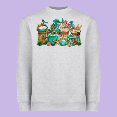 Jesus Is My Anchor Coffee Cups Heavyweight Sweatshirt Designed By Jasminsmagicworld