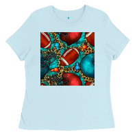 Baby Blue american football helmet with leopard and gemstone Ladies Tee - BundleAndBundleShop
