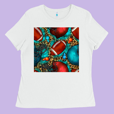 American Football Helmet With Leopard And Gemstone Ladies Tee Designed By Bundleandbundleshop