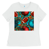 White american football helmet with leopard and gemstone Ladies Tee - BundleAndBundleShop