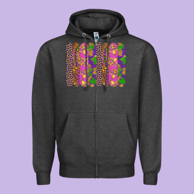 Mardi Gras Brushstrokes Zipper Hoodie Designed By Ranaportraitstore