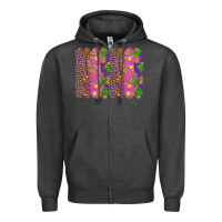 Charcoal Heather mardi gras brushstrokes Zipper Hoodie - RanaPortraitStore