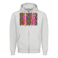 Dove Grey mardi gras brushstrokes Zipper Hoodie - RanaPortraitStore